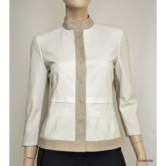 Tahari OPHELIA Jacket Blazer Lined Top Coat White/Cotton Seed 4 Nwt $248 - Picture 1 of 9